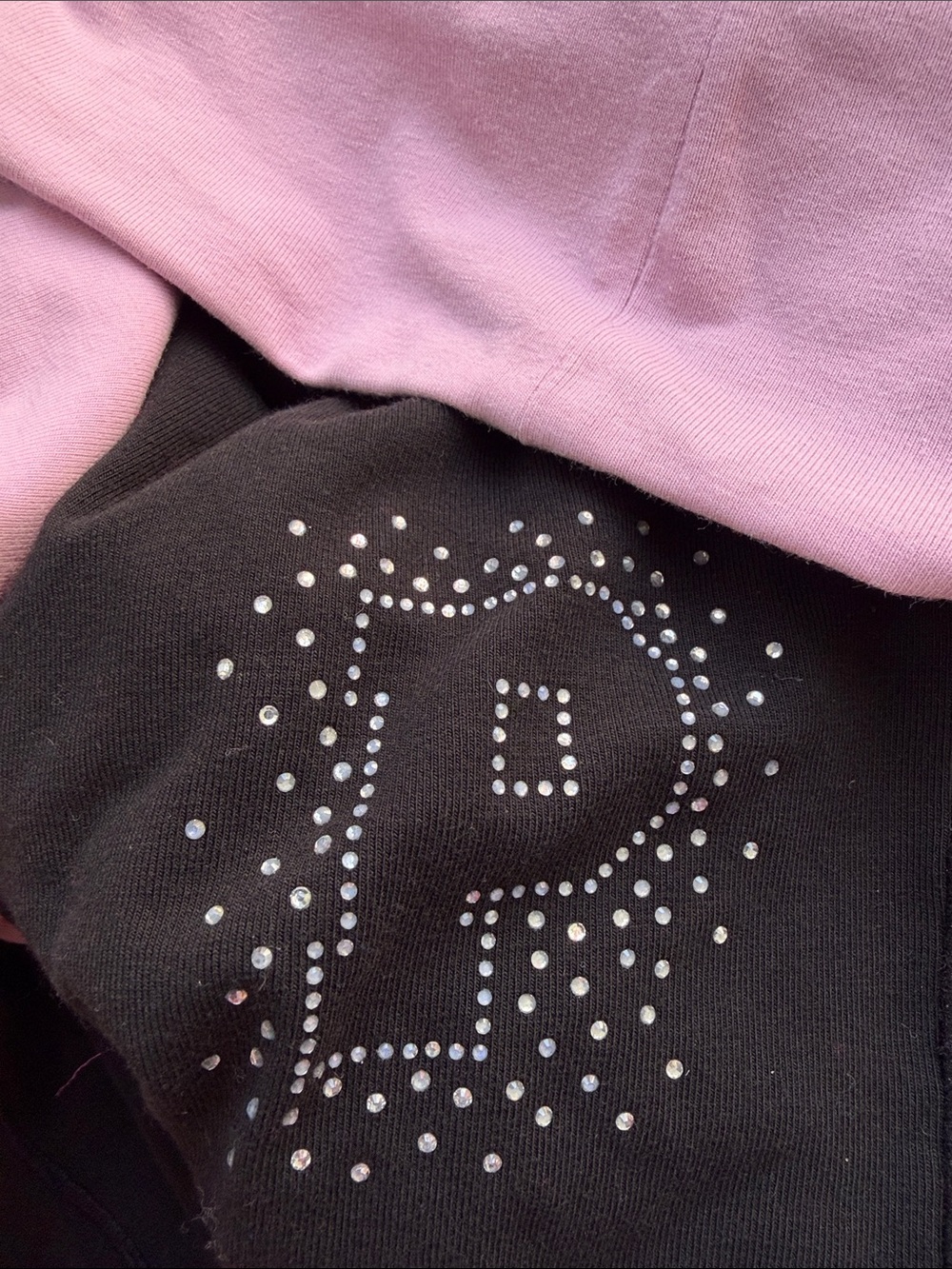 PINK Victoria's Secret Hot Pink Top & pink& black bling foldover leggings Medium - Picture 7 of 9